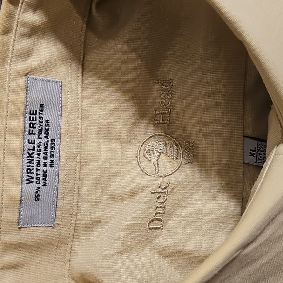 Mens Duck Head Tan Wrinkle Resistant Fishing Shirt XL 17/17.5 - Picture 2 of 4